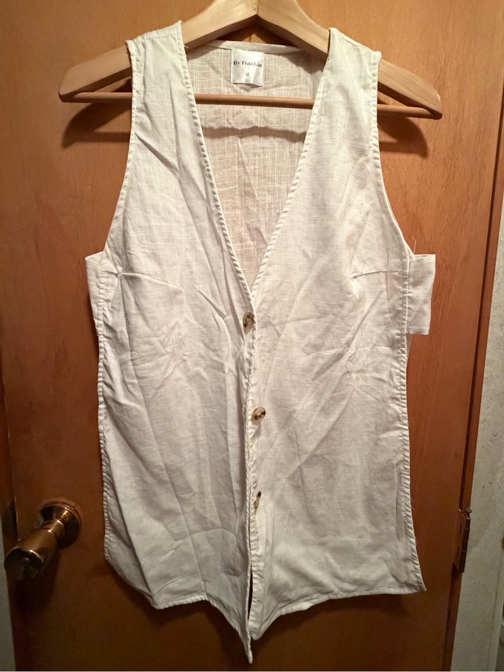 Frankie Shop Cream Sleeveless Button Vest